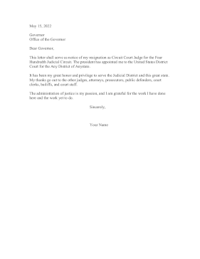 Court Judge Resignation Letter Resignation Letter