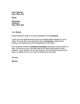 Diplomatic Resignation Letter Resignation Letter