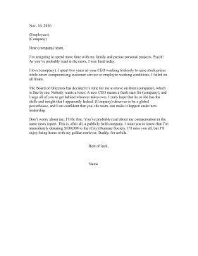 Fired CEO Resignation Letter Resignation Letter