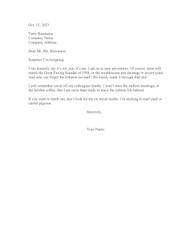 Humorous Resignation Letter Resignation Letter