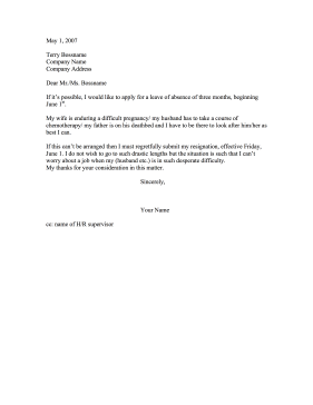 Leave of Absence or Resignation Resignation Letter