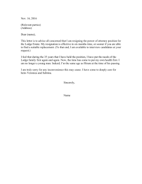 Notice Of Resignation Power Of Attorney Resignation Letter