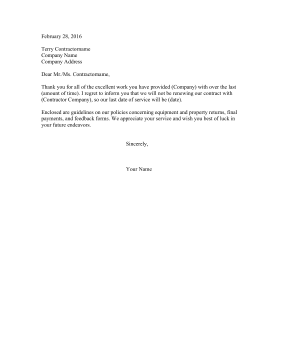Resignation Letter Not Renewing Contract Resignation Letter