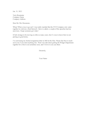 Resignation Letter Thanks For Party Resignation Letter
