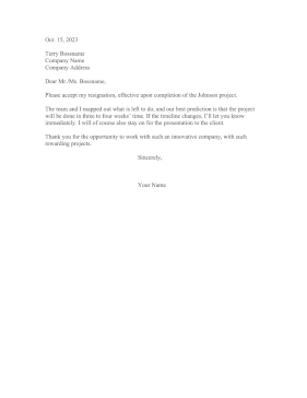 Resignation With Project Based Notice Resignation Letter