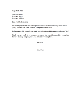 Simple Resignation Letter Resignation Letter