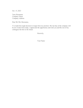 Succinct Resignation Letter Resignation Letter