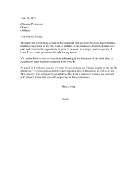 Actor Resignation Letter Resignation Letter