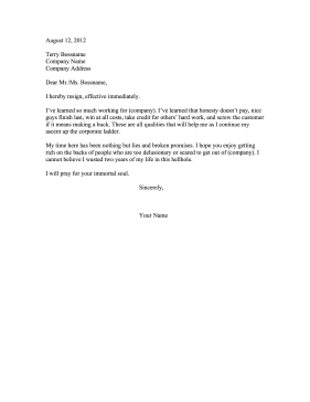 Bridge Burning Resignation Letter Resignation Letter