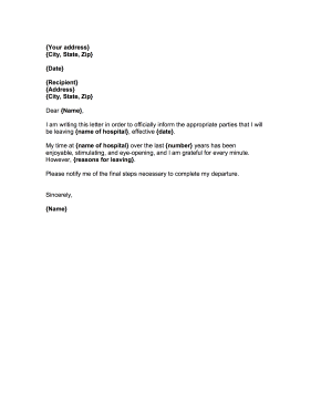 Doctor Hospital Resignation Letter Resignation Letter