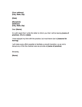 Doctor Practice Resignation Letter Resignation Letter