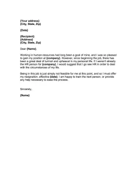 HR Resignation Letter Resignation Letter