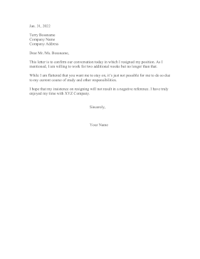 Insisting On Resignation Letter Resignation Letter