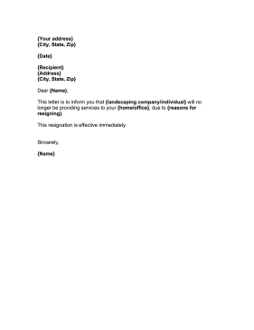 Landscaper Resignation Letter Resignation Letter