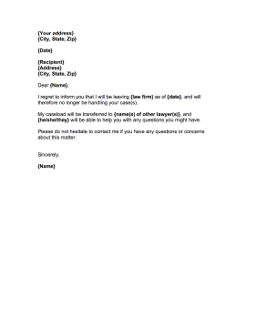 Lawyer Client Resignation Letter Resignation Letter