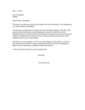 Lawyer Withdrawal Resignation Letter