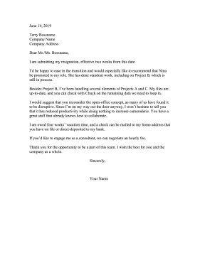 Long Resignation Letter Resignation Letter
