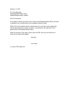 Nursing Resignation Letter Resignation Letter