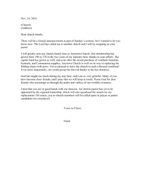 Pastor Resignation Letter Resignation Letter