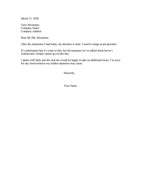 Pet Groomer Resignation Letter Resignation Letter
