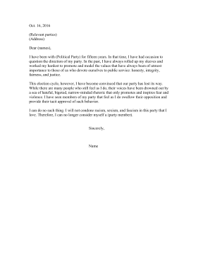 Political Party Resignation Resignation Letter