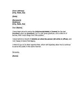 Political Resignation Letter Resignation Letter