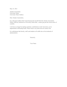 Resign From Alumni Association Resignation Letter