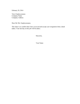 Negative Resignation Acceptance Letter Resignation Letter