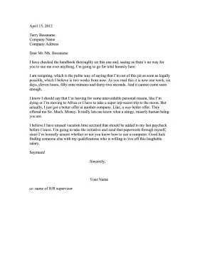 Received Better Offer Resignation Letter Resignation Letter