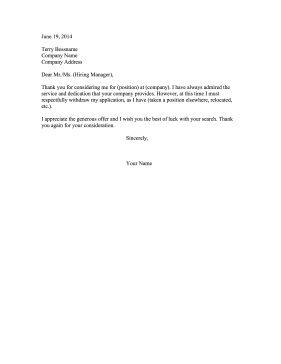 Resignation Letter Decline Job Resignation Letter