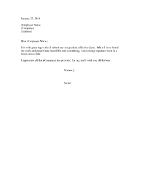 Resignation Letter Due To Anxiety Resignation Letter