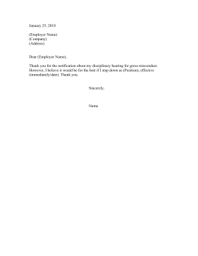 Resignation Letter Due To Gross Misconduct Resignation Letter