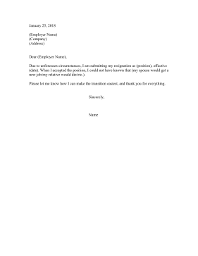 Resignation Letter Due To Unforeseen Circumstances Resignation Letter