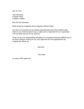 Resignation Letter Due to Death Resignation Letter