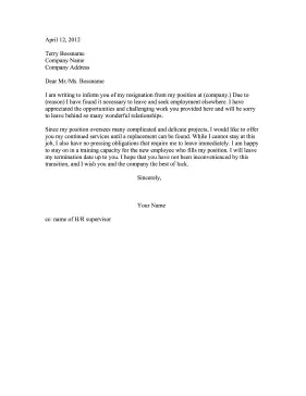 Resignation Letter With Flexible End Date Resignation Letter
