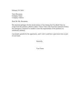 Resignation Letter From New Job Resignation Letter