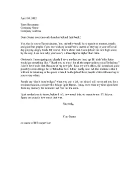 Funny Resignation Letter Resignation Letter