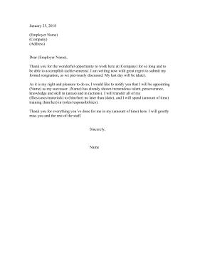 Resignation Letter Nominating Successor Resignation Letter