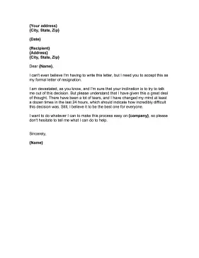 Resignation Letter with Regret Resignation Letter