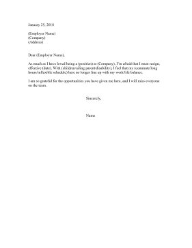 Resignation Letter Work Life Balance Resignation Letter