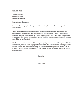 Resigning Conflict Interest Relationship Resignation Letter