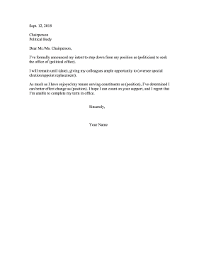 Resigning Political Office Resignation Letter