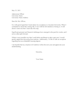 Retract College Acceptance Resignation Letter