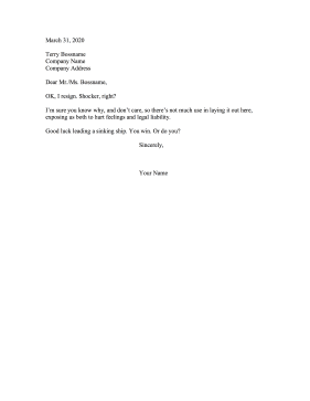 Snarky Resignation Letter Resignation Letter
